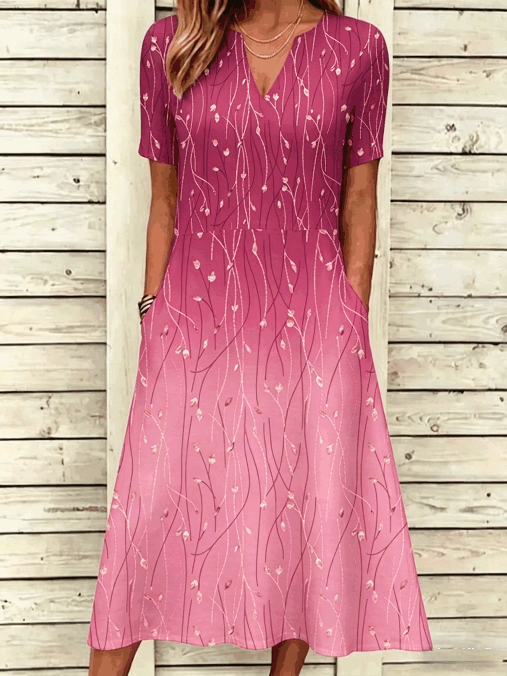 Loose Others Gradient Pattern Vintage Dress With No