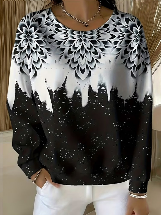 Loose Abstract Casual Printing Sweatshirt