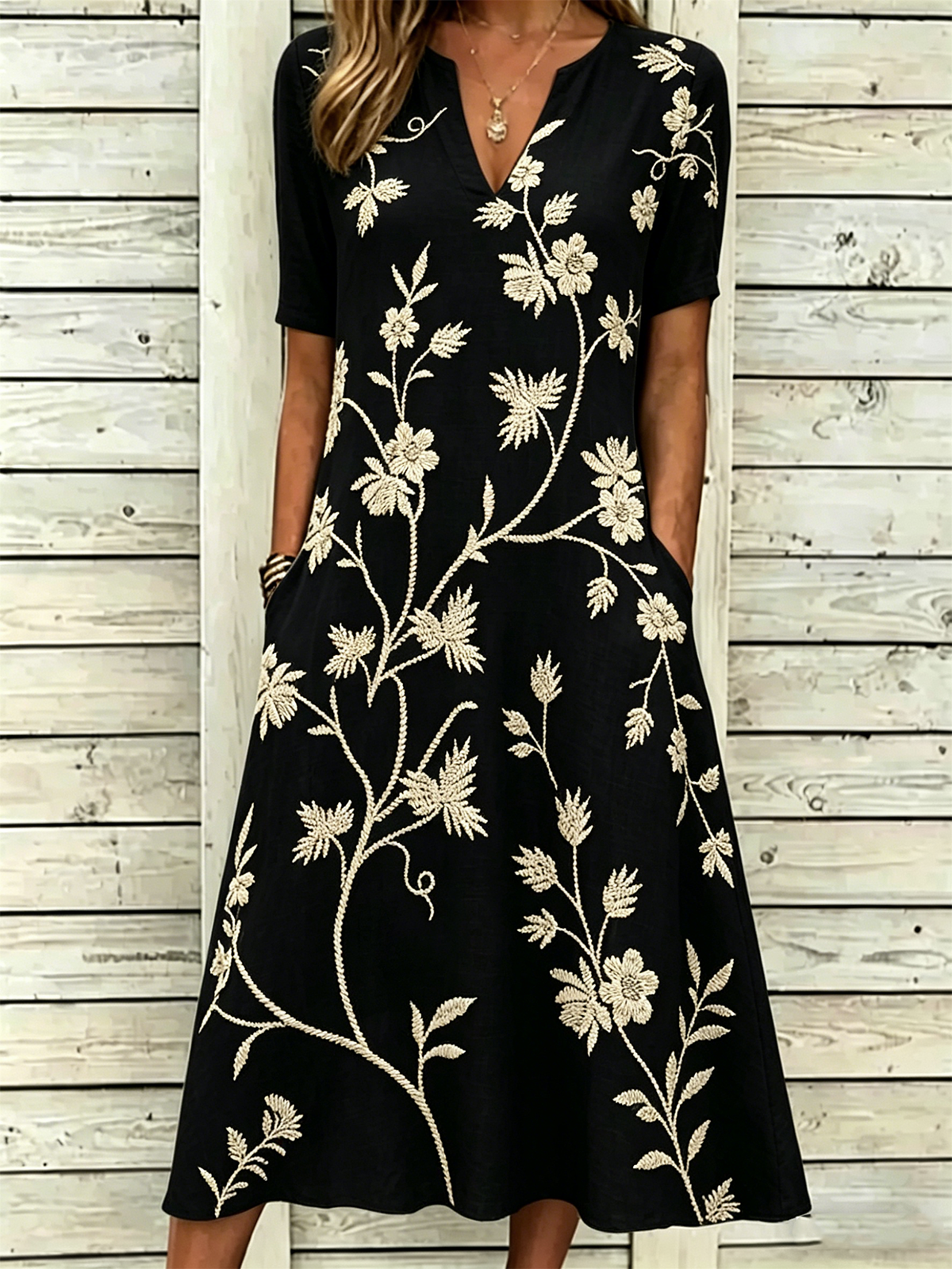 Others Loose Floral Elegant Dress With No