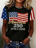 Women's Short Sleeve T-shirt Summer Black Text Letters Printing Jersey Crew Neck Daily Going Out Casual Top