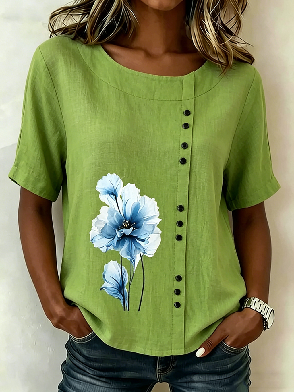 Loose Linen Blend Vintage Shirt