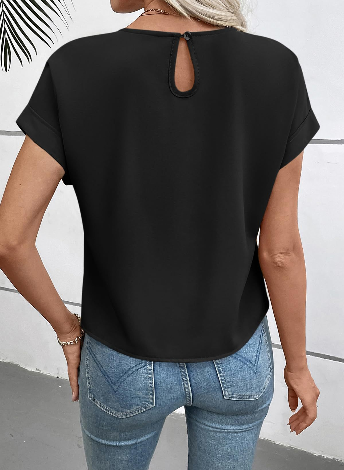 Elegant Plain Short Sleeve Crew Neck Bow Tie Bottom Going Out Casual Top