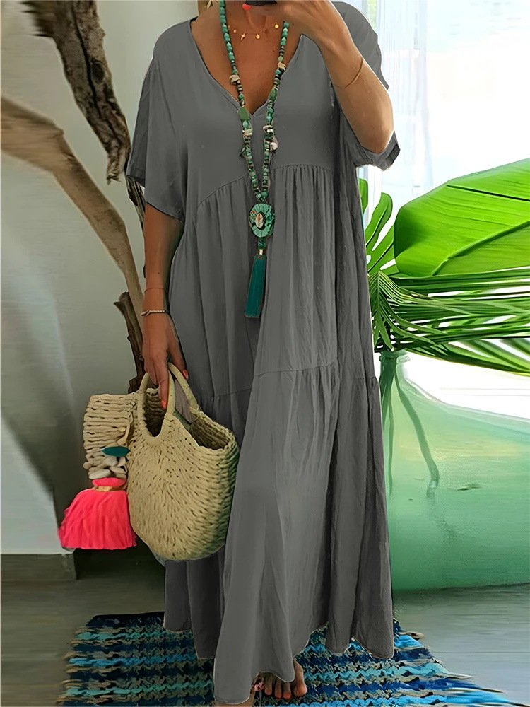 Casual Cotton-Blend Dress With No