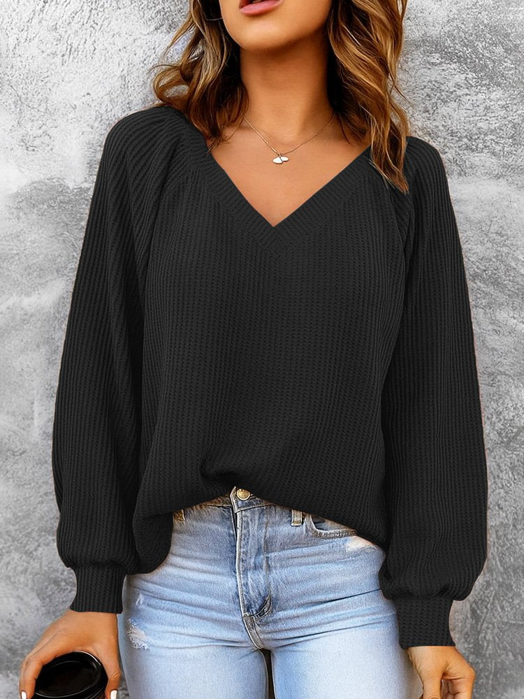Split Joint Simple Ribbed Sweatshirt