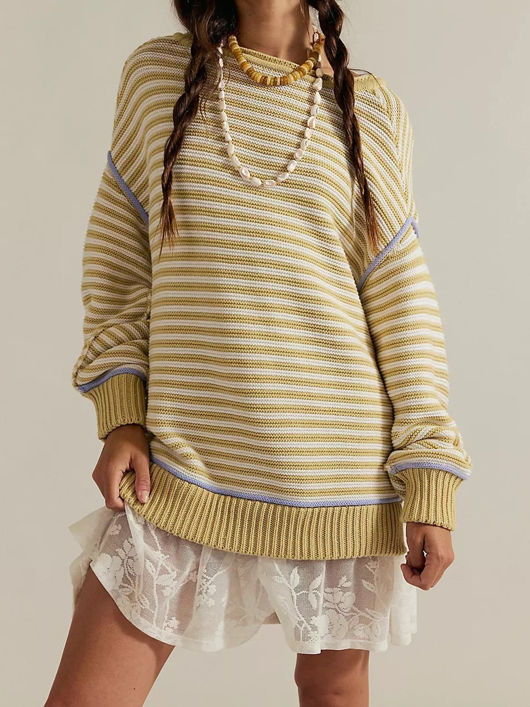 Split Joint Simple Wool/Knitting Loose Sweater