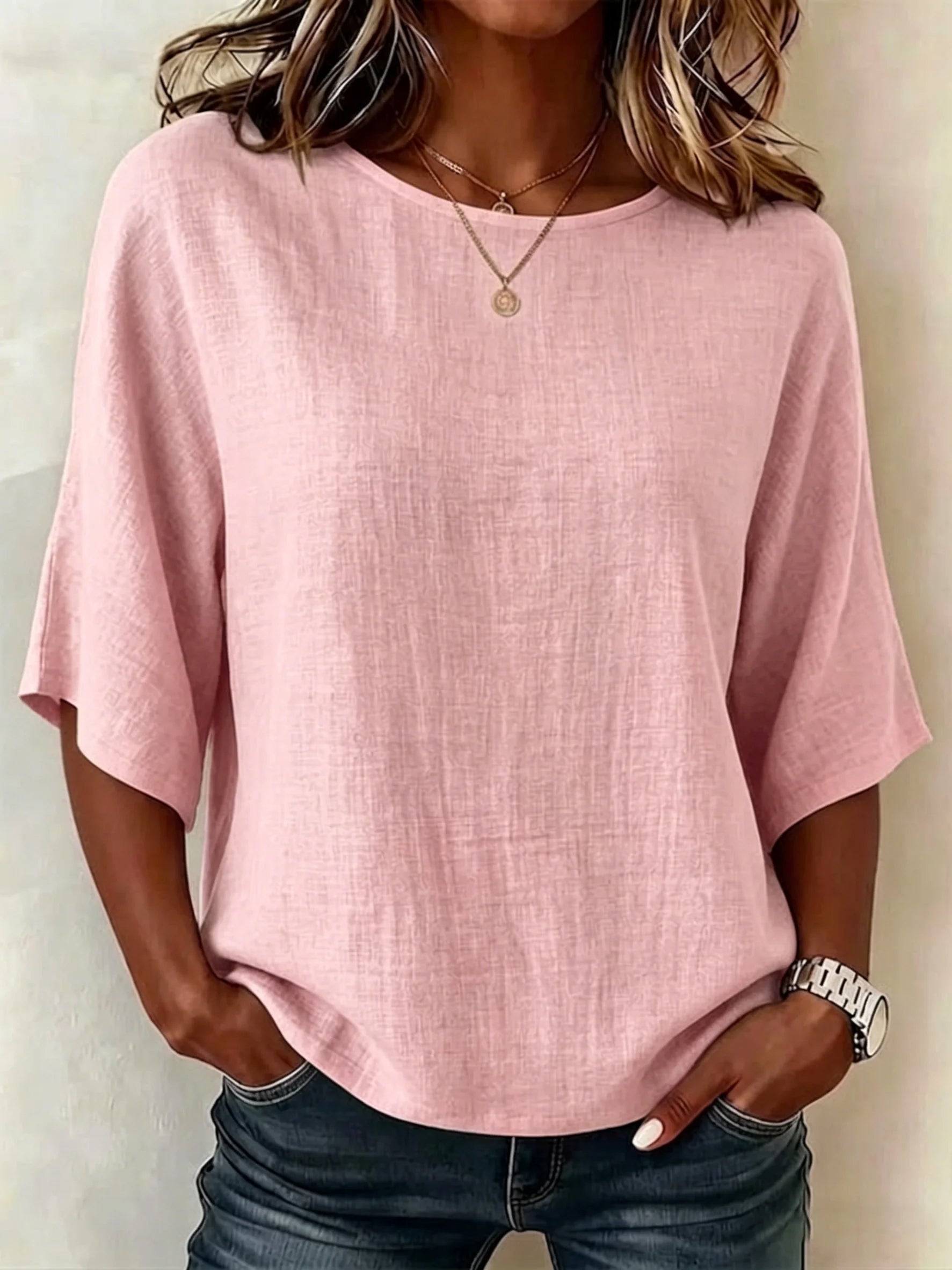 Women's Half Sleeve Blouse Summer White Plain Printing Crew Neck Daily Going Out Vintage Top