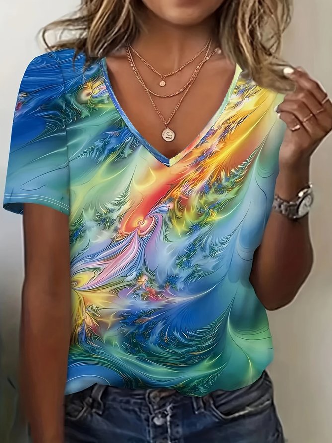 Women's Abstract Print Casual Short Sleeve T-Shirt