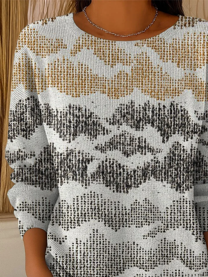 Abstract Crew Neck Simple Printing Sweater