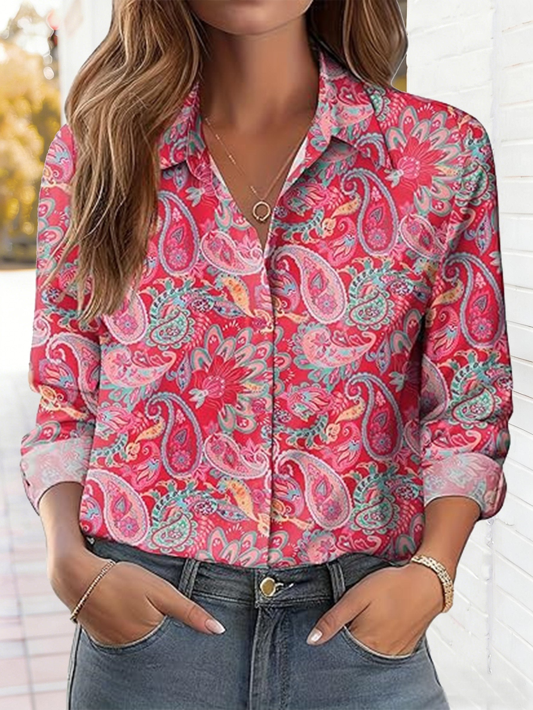 Abstract Stripe Elegant Zebra Print Long Sleeve Casual Shirt