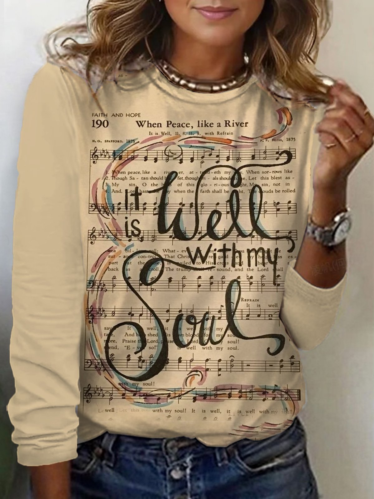 Casual Crew Neck Music T-Shirt