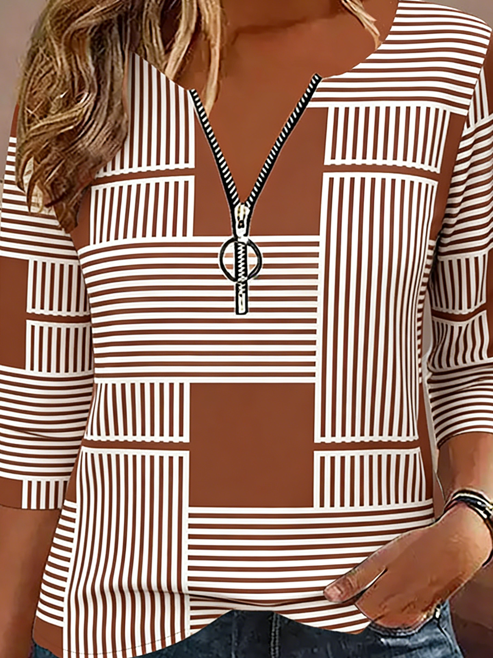 Loose Zipper Casual T-Shirt