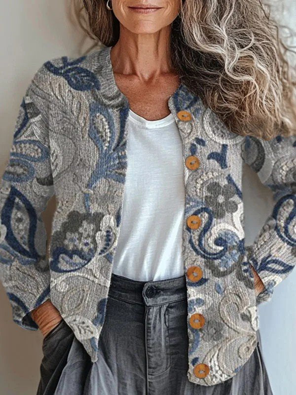 Ethnic Loose Gradient Pattern Knitted Cardigan