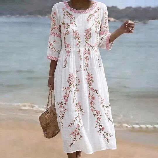 Others Vintage Loose 3D Printing Dress With No