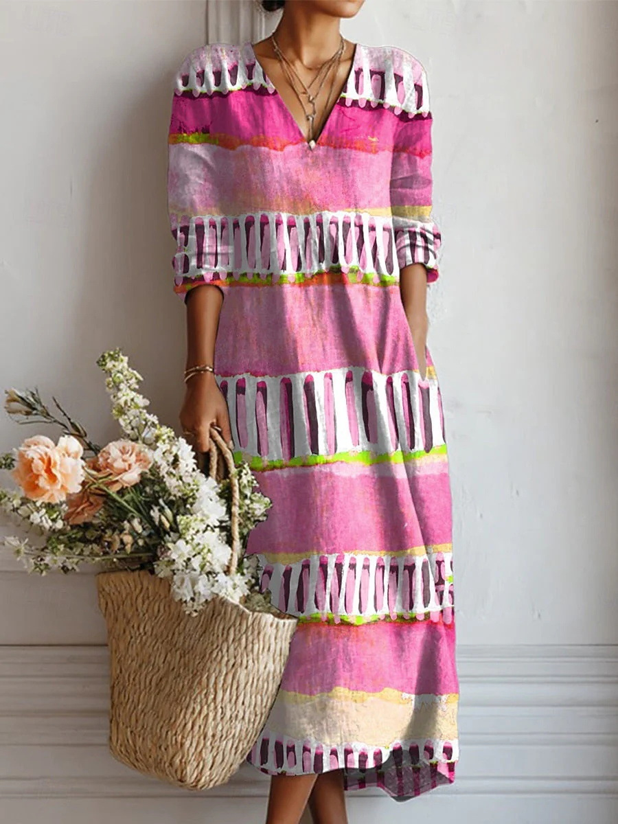 Crew Neck Loose Casual Dress With No