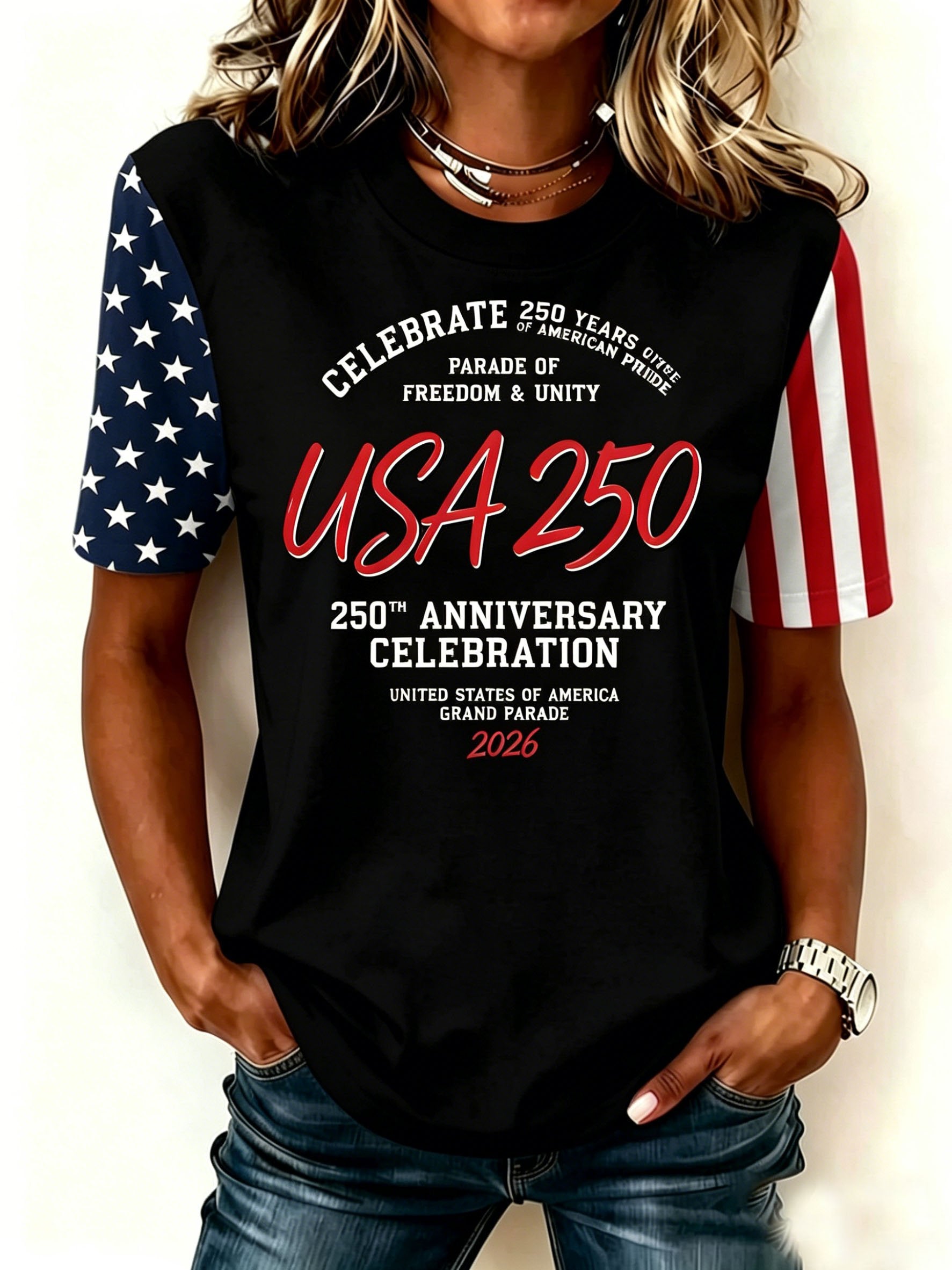 Women's 250th Anniversary Of The Founding Of the United States Eagle Old Glory Cotton Vintage Short Sleeve Round Neck 3D Printing Aemerica Flag Daily Going Out Casual T-Shirt Independence Day