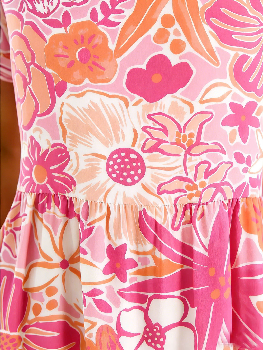 Women's Short Sleeve Summer Pink Floral Printing Round Neck Daily Going Out Casual Maxi A-Line Dress