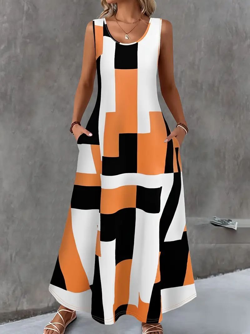 Loose Crew Neck Elegant Dress With No