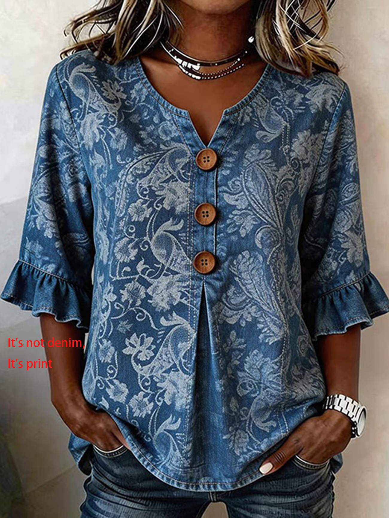 Women's Half Sleeve Blouse Summer Blue Floral Printing V Neck Daily Going Out Vintage Top