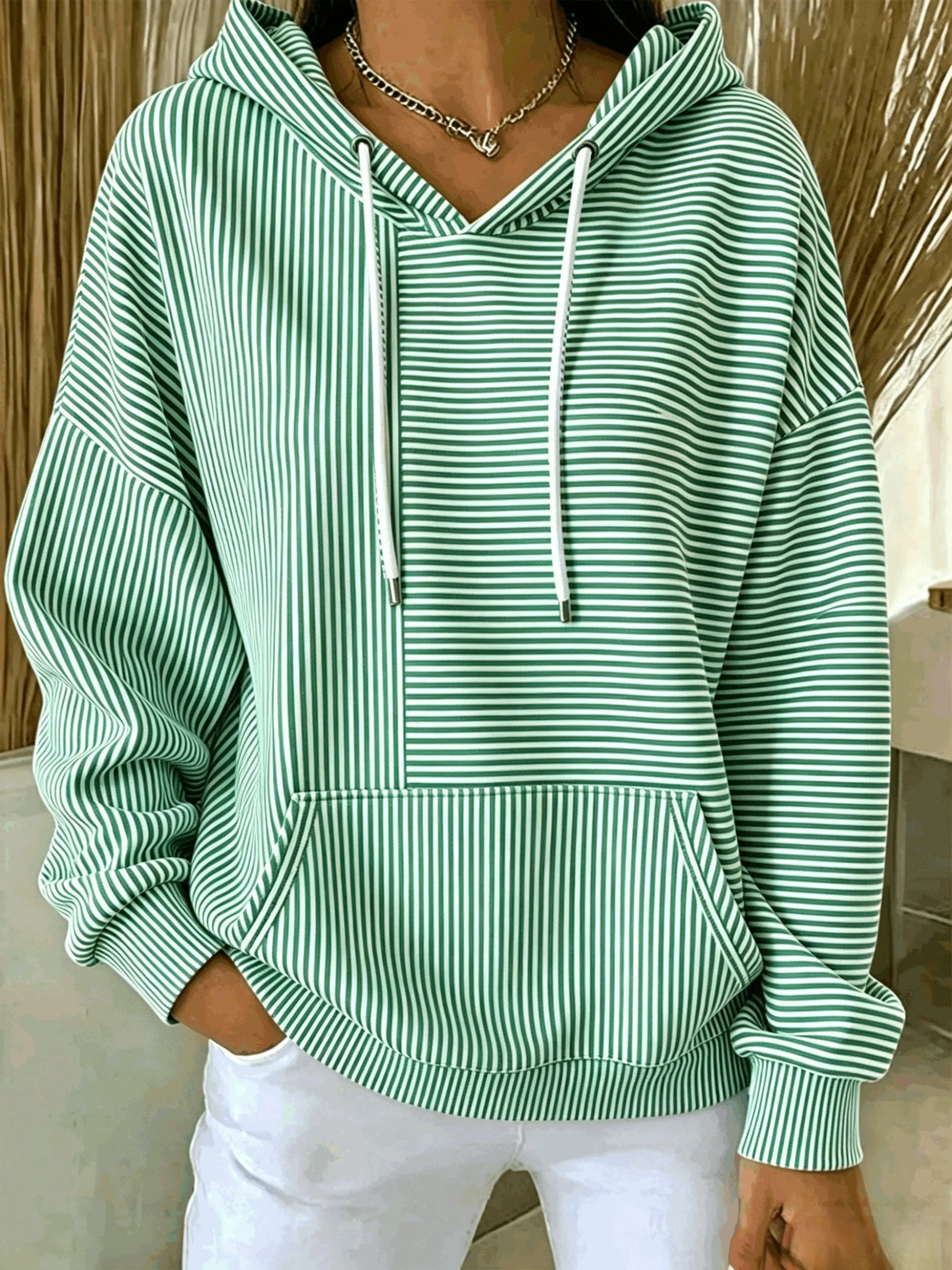 Striped Hoodie Loose Casual Hoodie