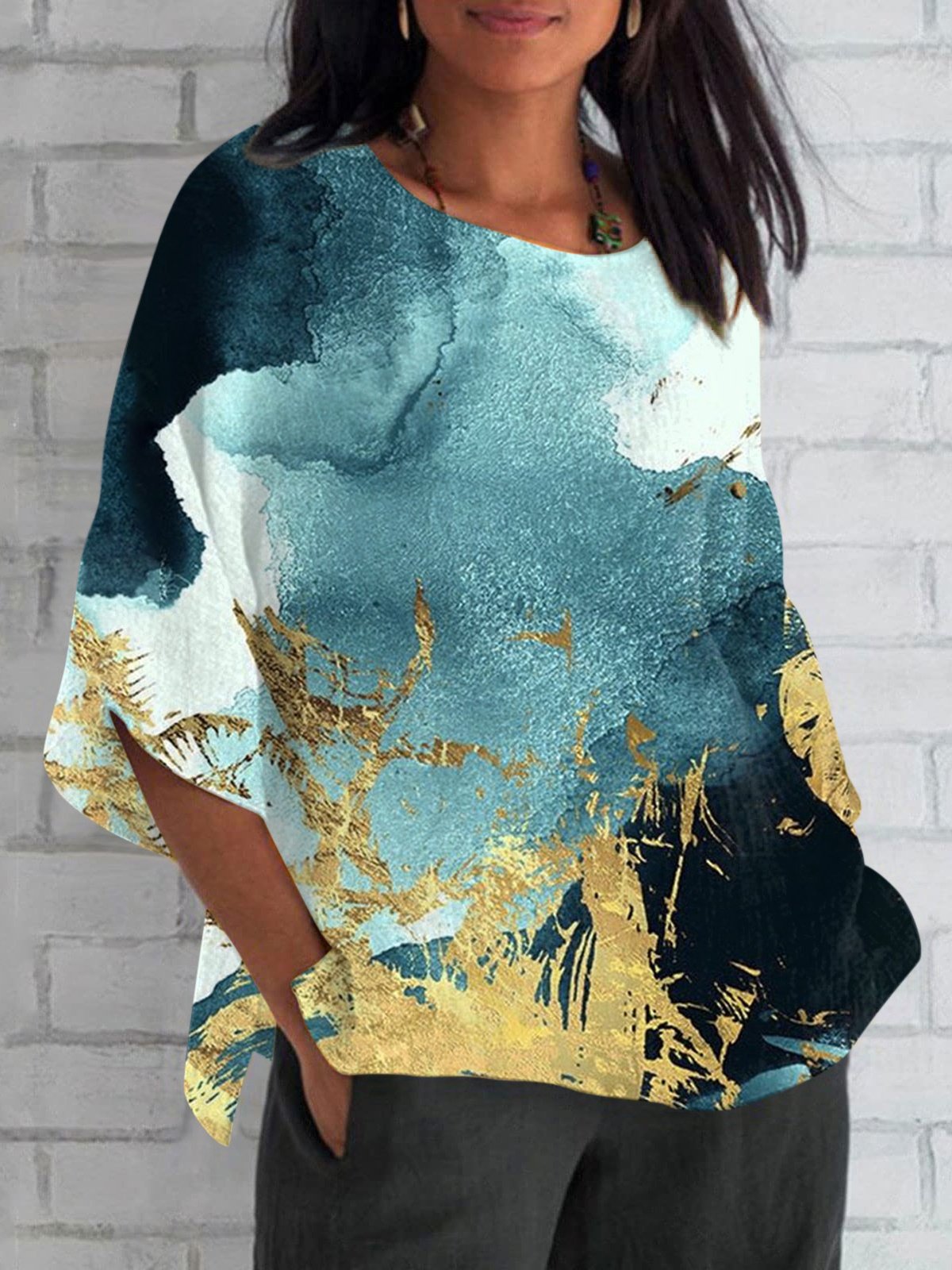 Women's Short Sleeve T-shirt Summer Plain Printing V Neck Daily Going Out Casual Top
