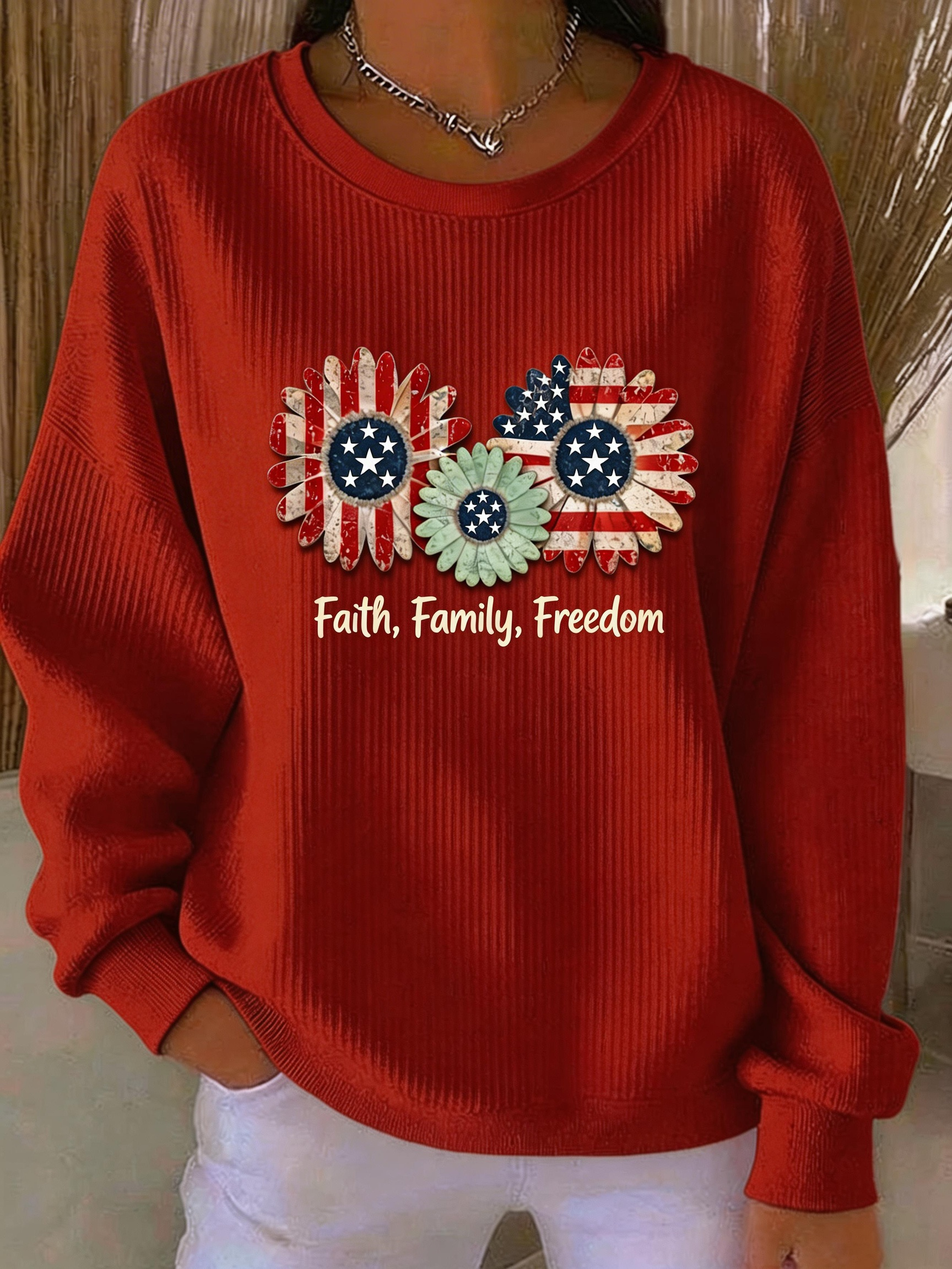 Vintage Crew Neck Floral Sweatshirt