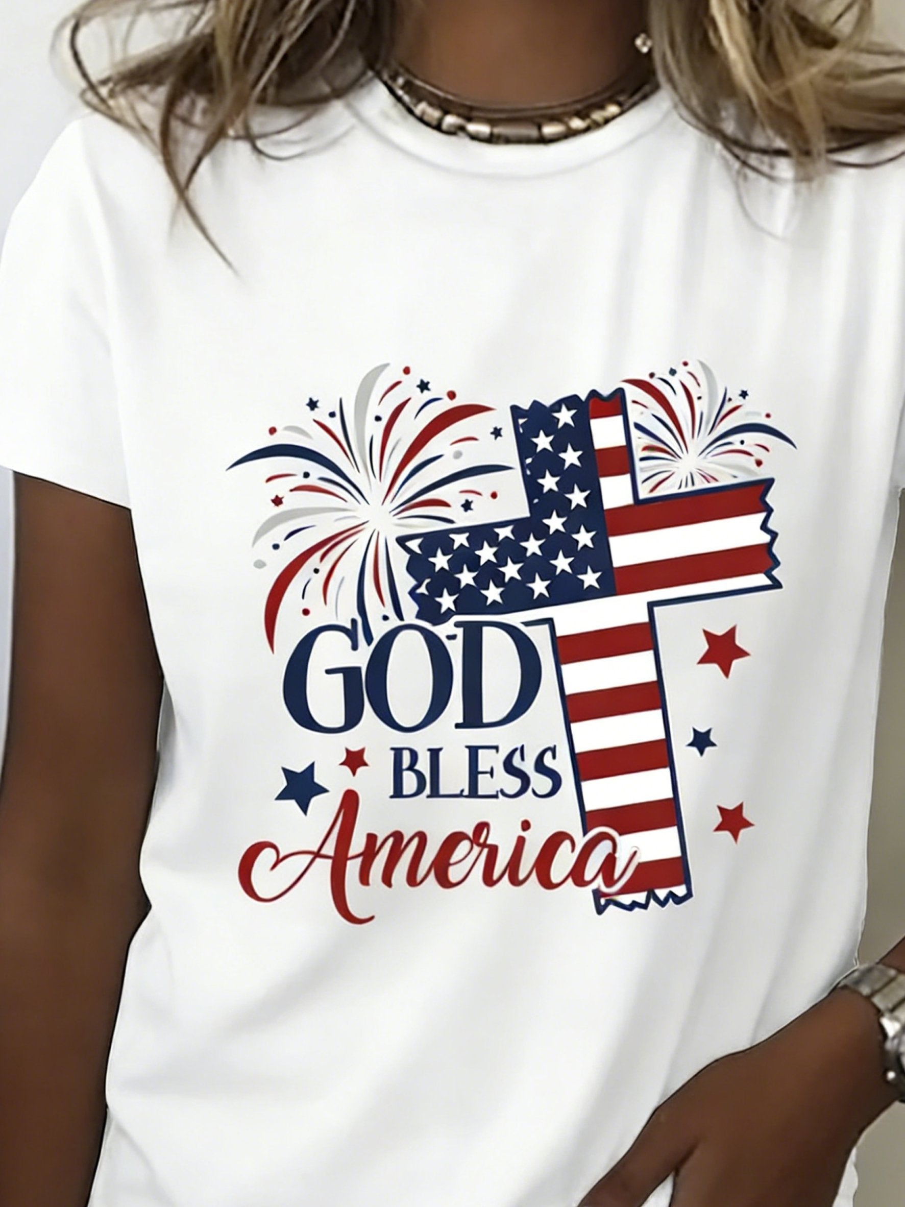 Letter Pattern Crew Neck Short Sleeve Casual T-Shirt