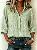 Floral Vintage Loose Cotton And Linen Blouse