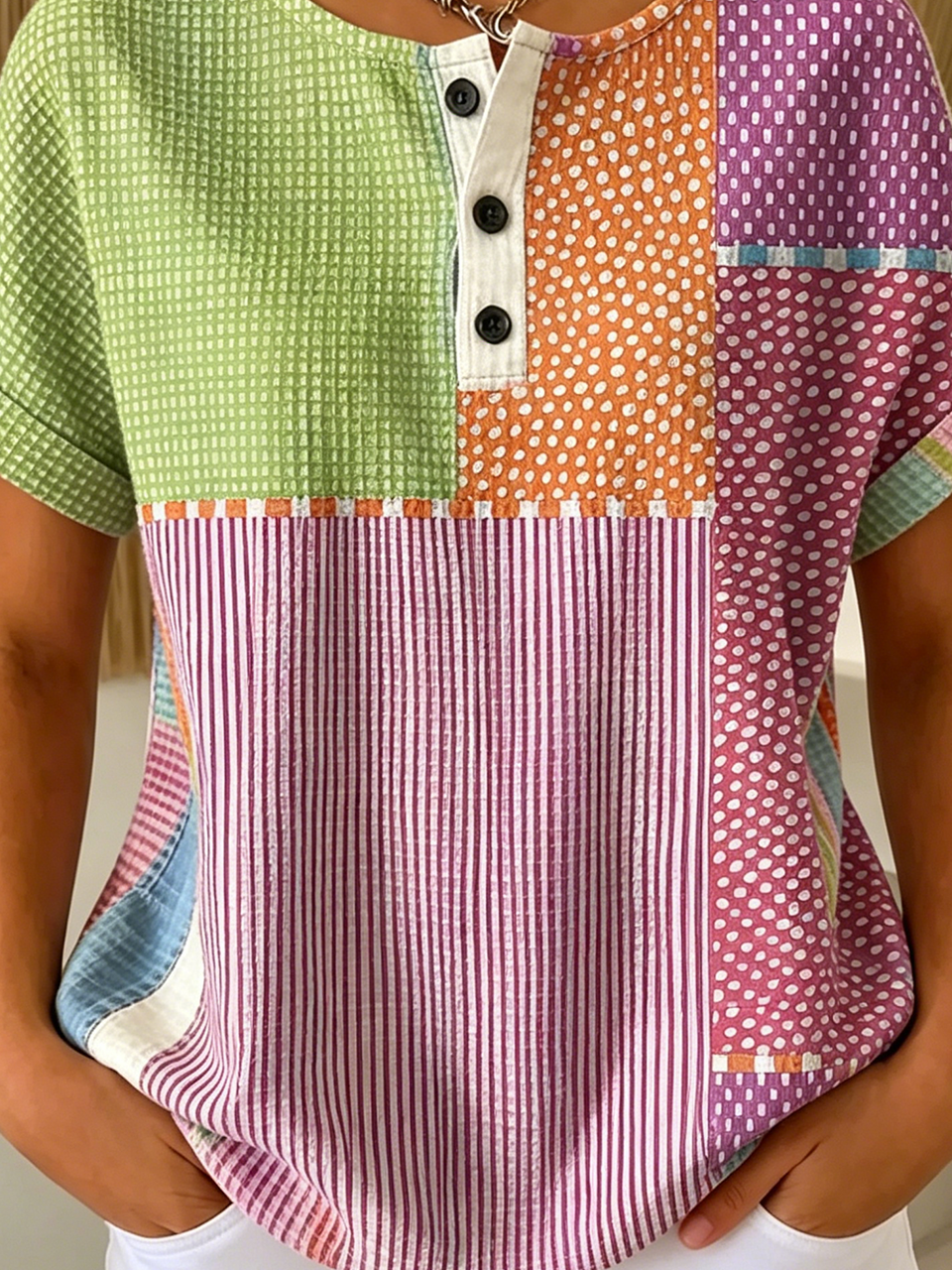 Vintage Geometric Loose Others T-Shirt