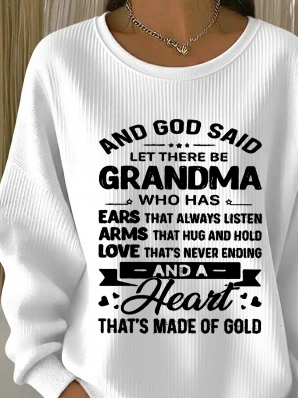 Casual Crew Neck Text Letters Loose Sweatshirt