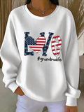 Letter Pattern Crew Neck Loose Casual Sweatshirt