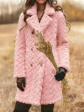 Loose Street Jacquard Coral Velvet Double-breasted Extra-thick Plush Coat