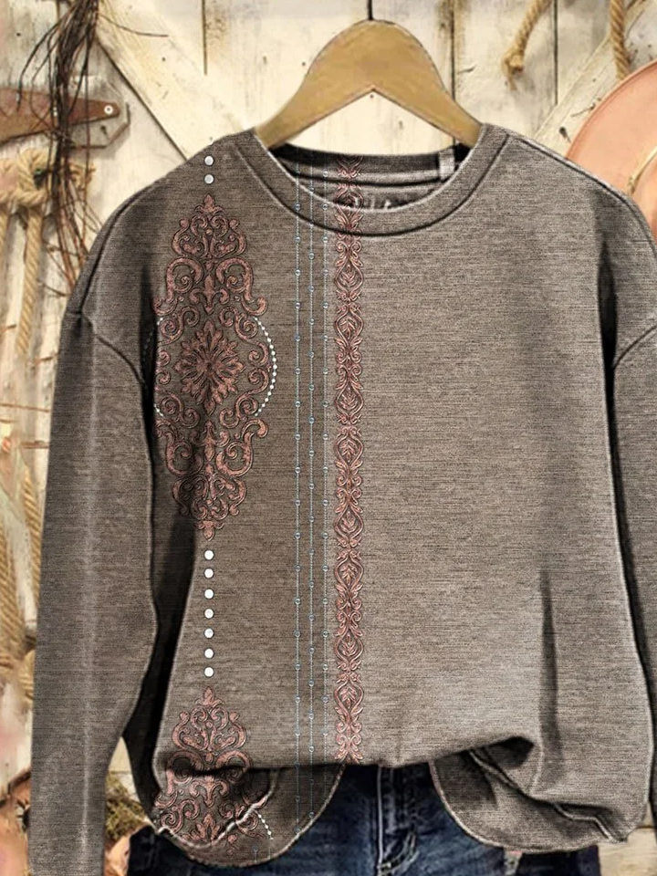 Loose Printing Ethnic Casual Sweatshirt