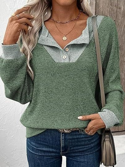 Split Joint Loose Simple Color Block Sweatshirt