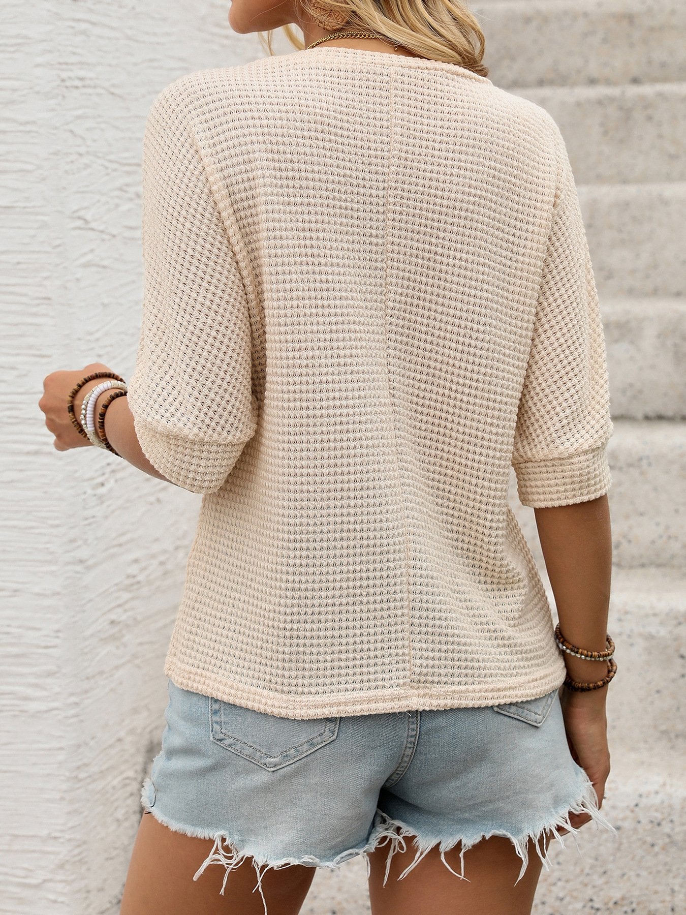 Loose Casual V Neck Embroidery Patterns T-Shirt