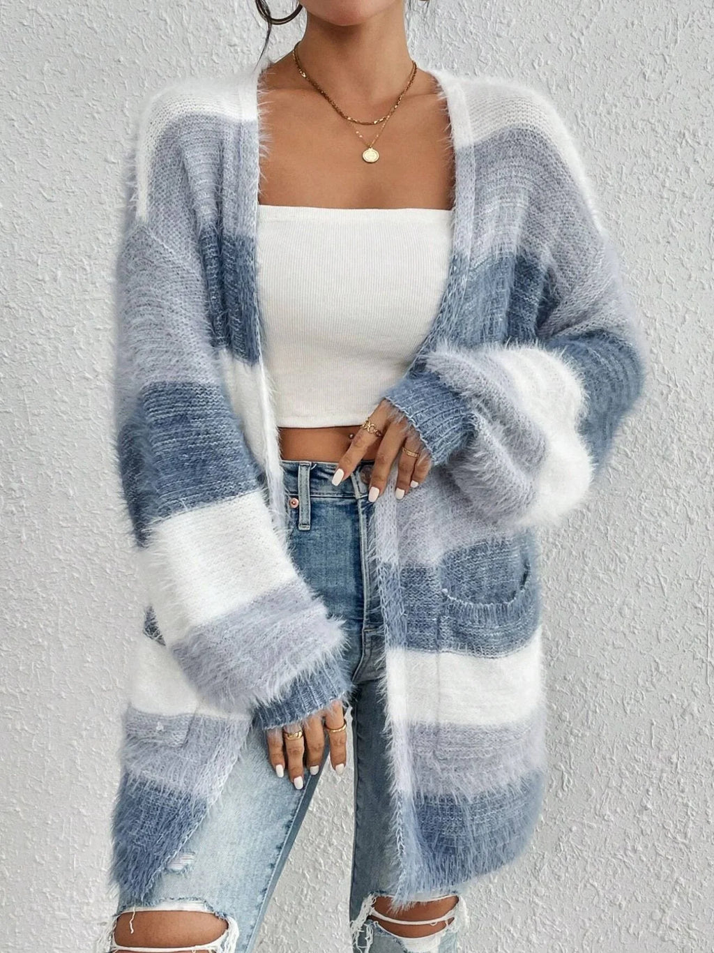 Striped Others Elegant Loose Cardigan