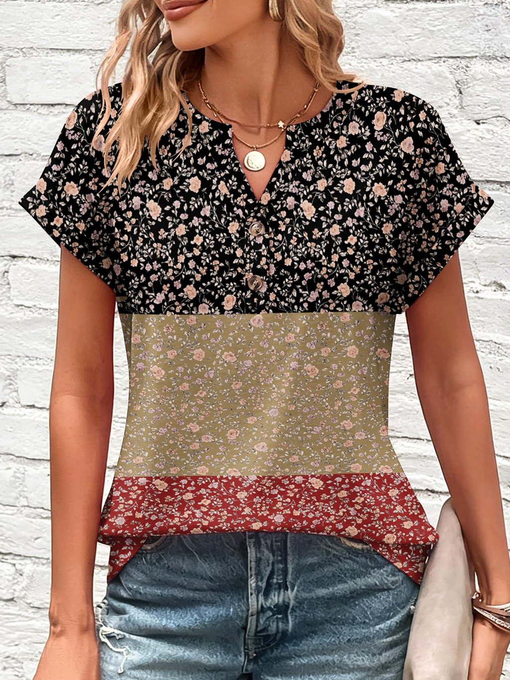 V Neck Loose Elegant T-Shirt