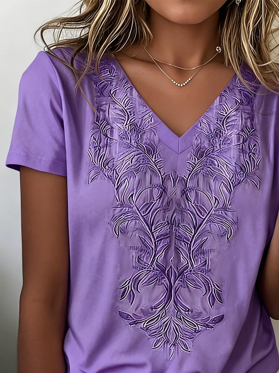 V Neck Regular Fit Elegant T-Shirt