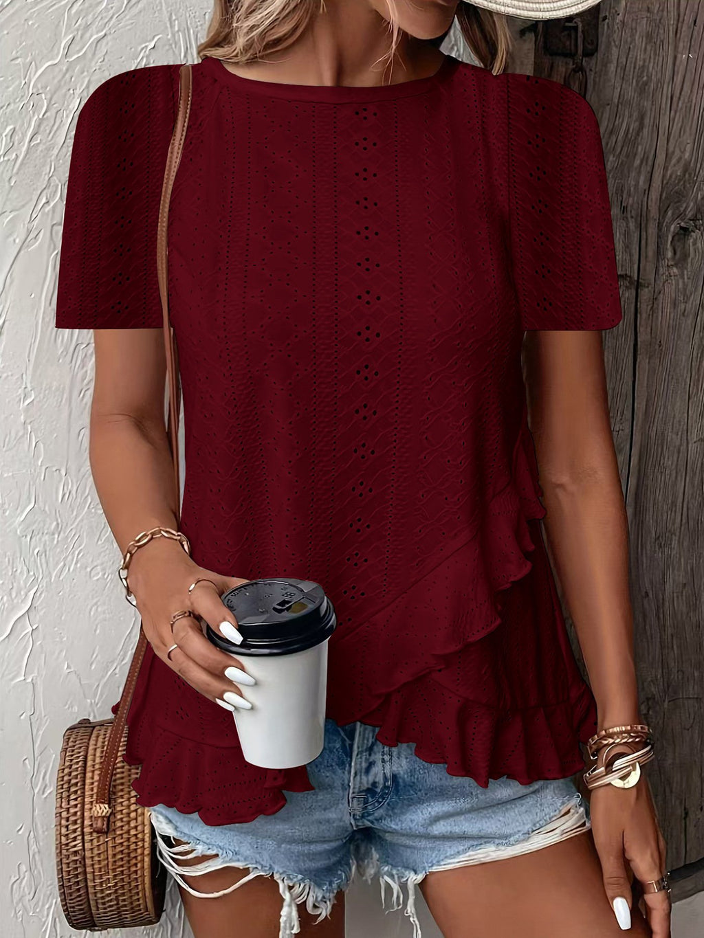 Crew Neck Elegant Loose Cotton T-Shirt