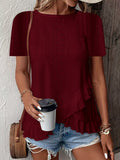 Crew Neck Elegant Loose Cotton T-Shirt