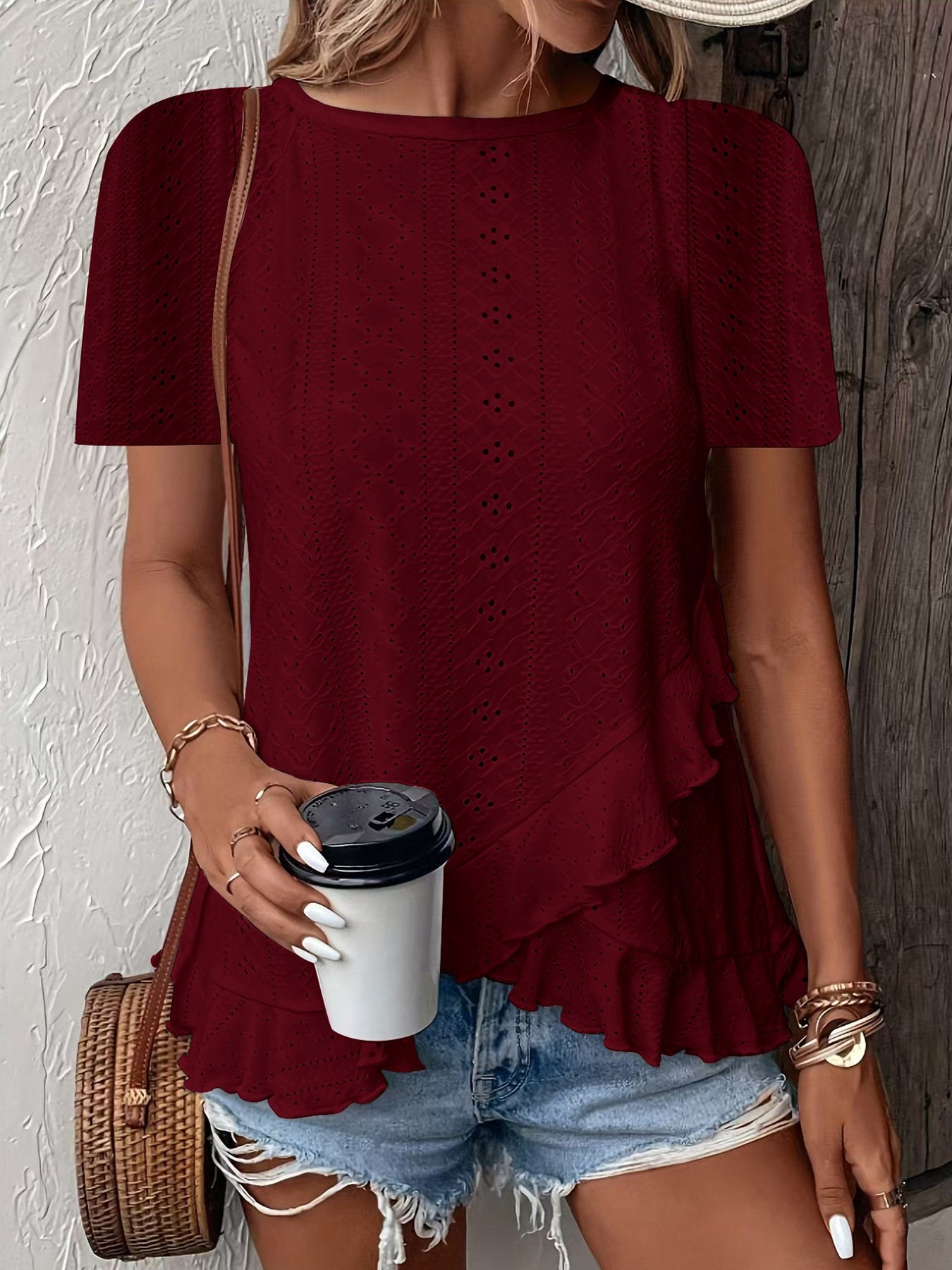 Crew Neck Elegant Loose Cotton T-Shirt