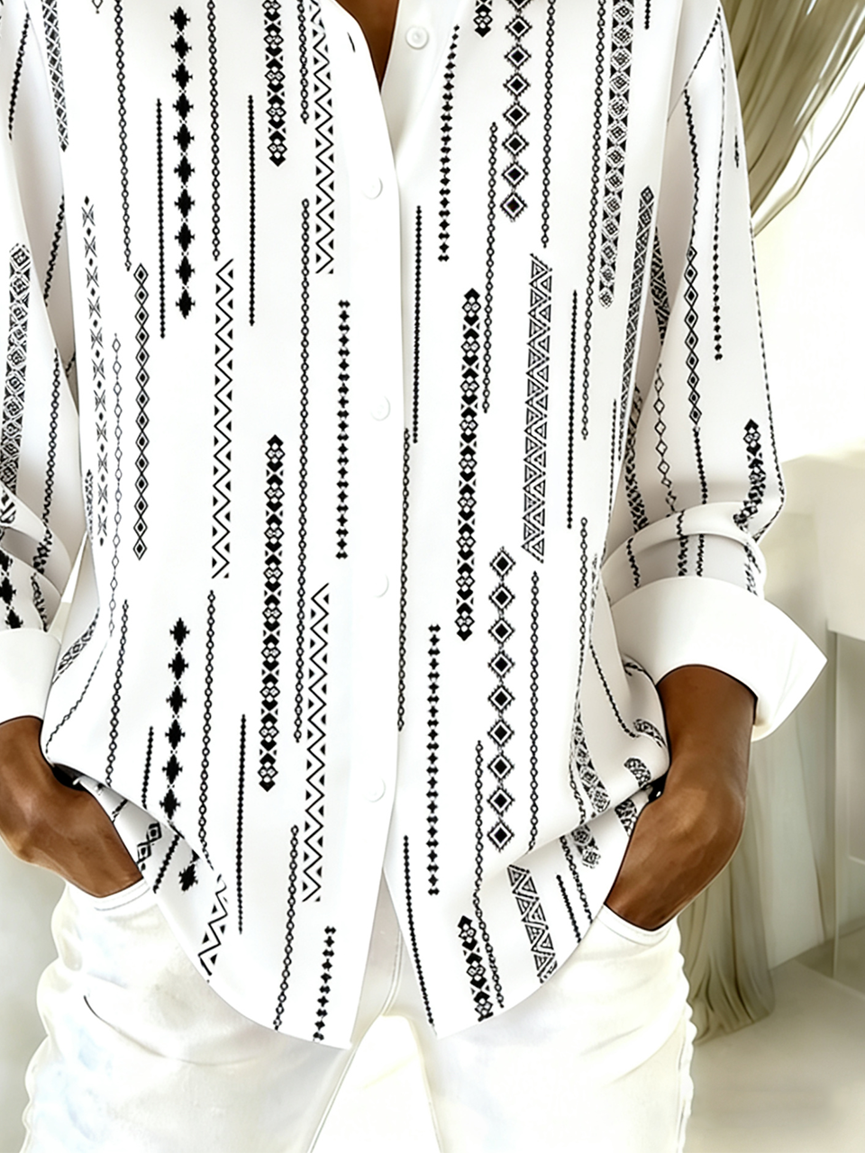 Striped Loose Shirt Collar Simple Shirt