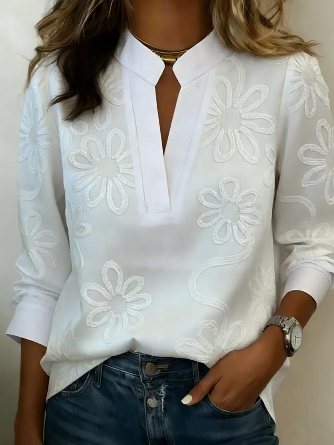 3D Printing Floral V Neck Short Sleeve Spring Summer Casual Top