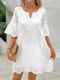 Cotton Plain Elegant Dress With No