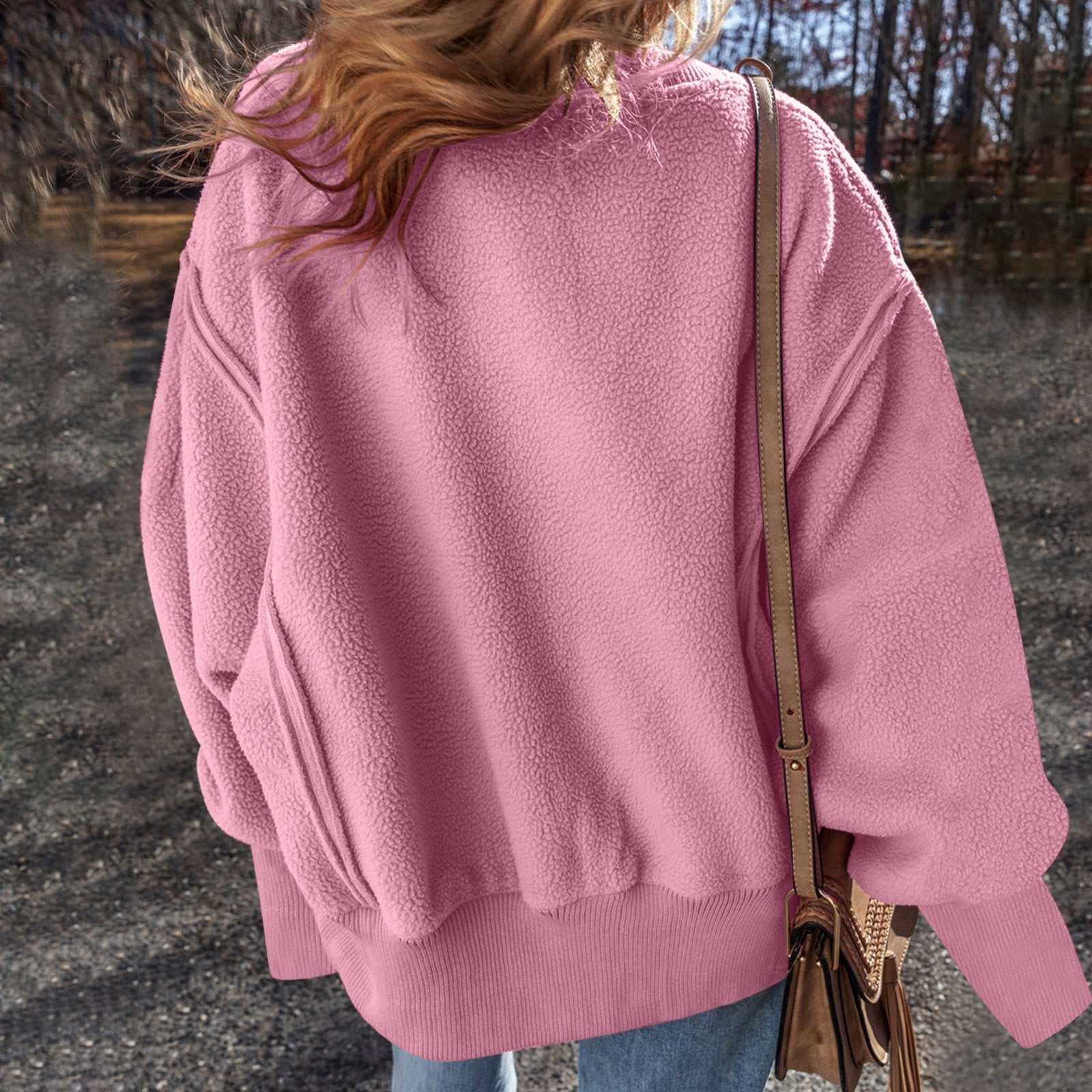 Cotton Casual Plain Crew Neck Sweatshirt