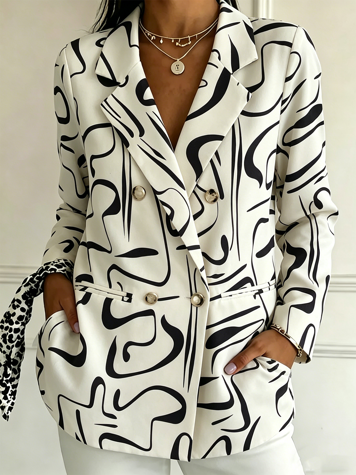 Elegant Striped Loose Others Blazer