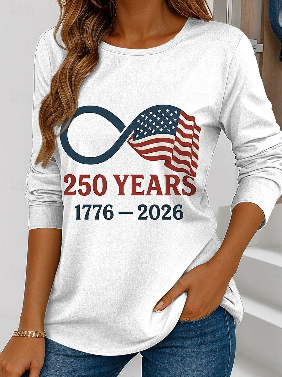 America Flag Crew Neck Cotton Casual T-Shirt