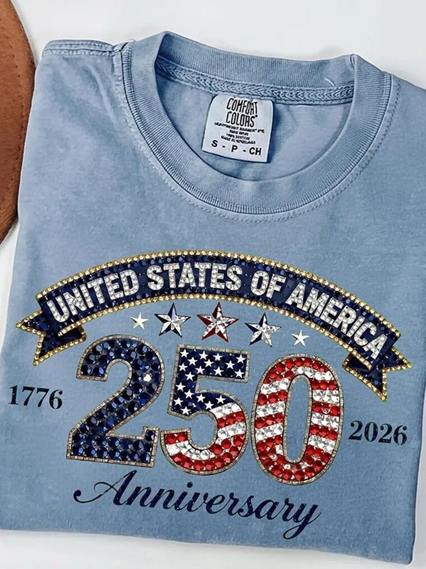 3D printing America Flag 250th Anniversary Vintage Crew Neck Short Sleeve T-Shirt