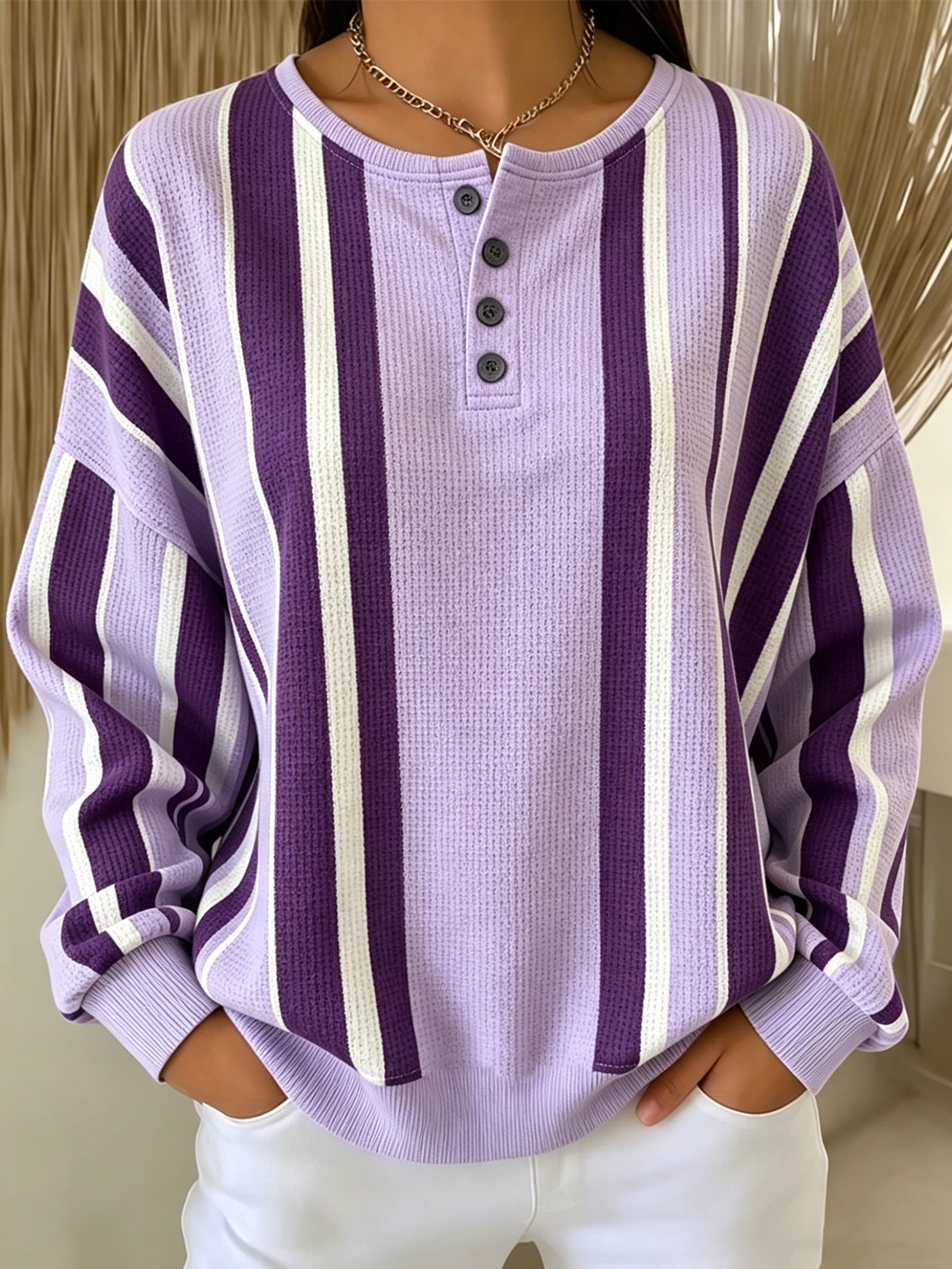 Others Striped Casual Sweatshirt