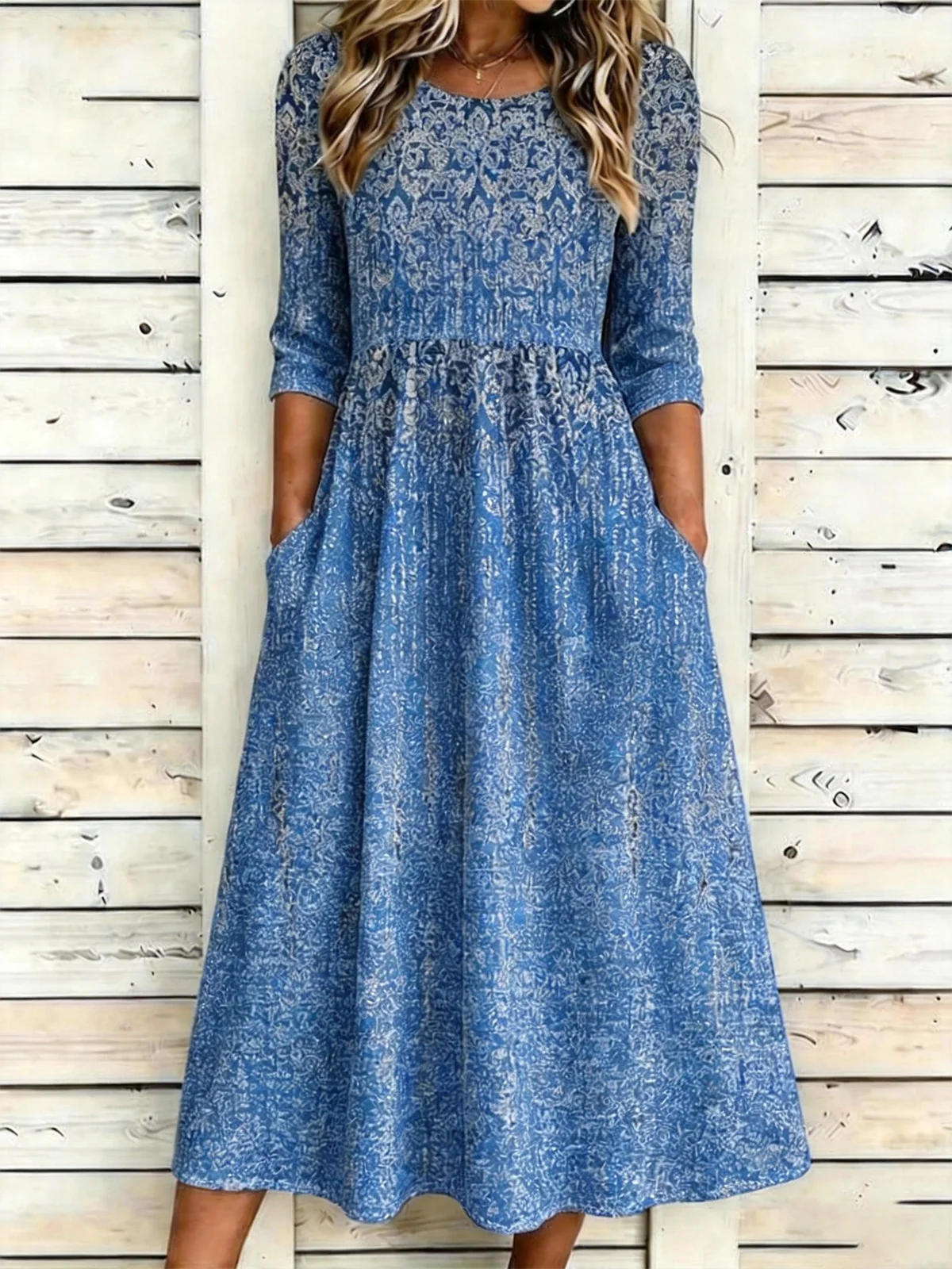 Elegant Loose Others Gradient Pattern Dress With No