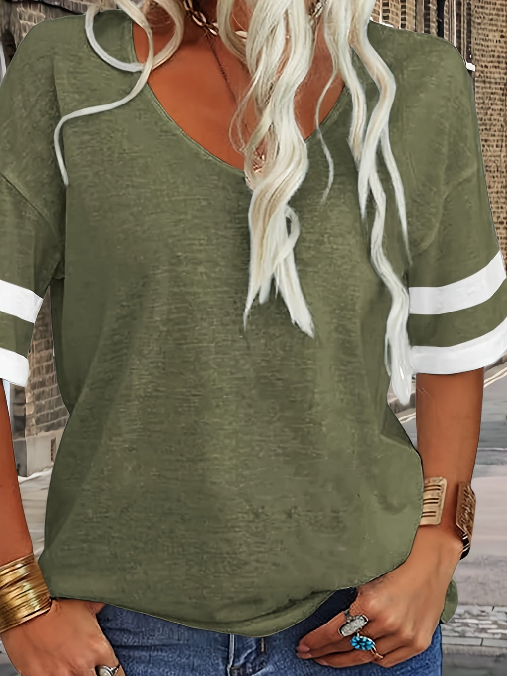 Simple Striped Cotton Loose T-Shirt